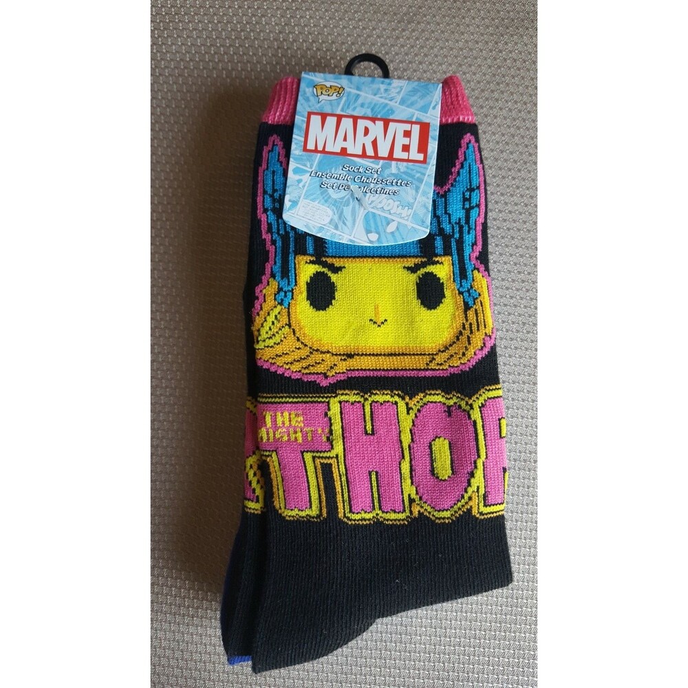 Funko Pop Marvel Black Light Limited Edition (3) Socks Thor, Iron Man, Spiderman